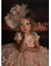 Blush Pink Pearl Beaded Flower Girl Dress